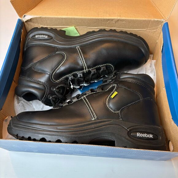 New Reebok Unisex Black Leather Work Boots Trainex Size Men\'s 8.5 Wmn\'s 10.5 main image 9